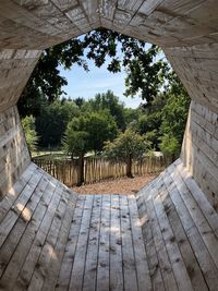 Low angle view of staircase against sky