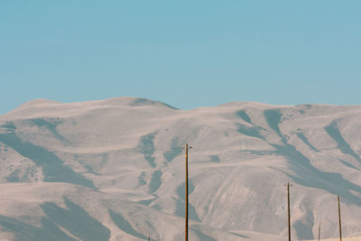 Scenic view of mountains against clear blue sky