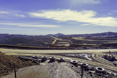 Opencast mining quarry from riotinto with machinery working