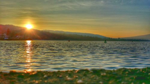 Scenic view of sunset over sea