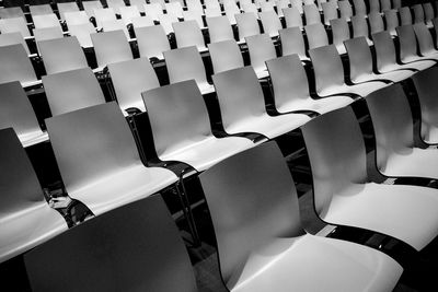 High angle view of empty chairs