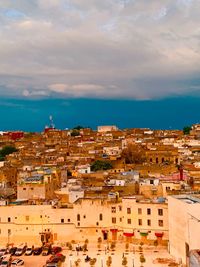 High angle view of buildings in city