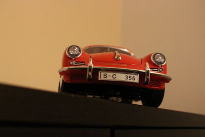 Close-up of toy car on table