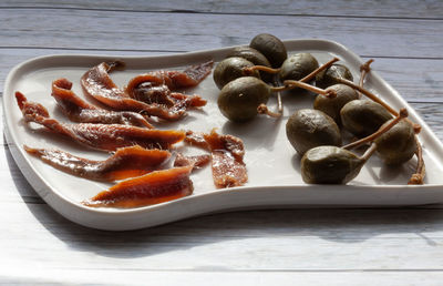 High angle view of breakfast on table