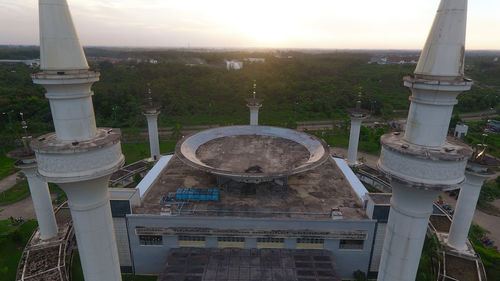 High angle view of historical building in city