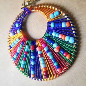 Close up of multi colored decoration hanging on wall