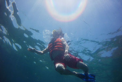 Woman swimming in sea