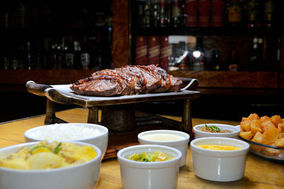 Close-up of food on table