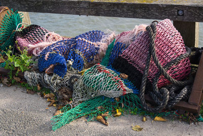 View of fishing net against wall