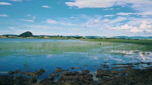 Scenic view of lake against sky