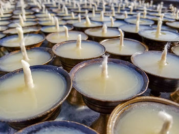 Full frame shot of tea light candles