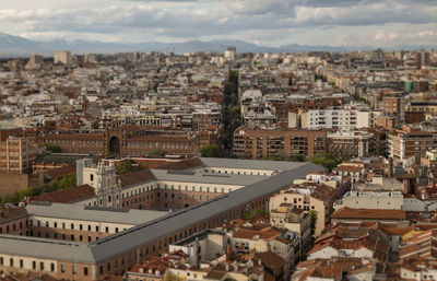 City skyline of madrid, spain, against sky