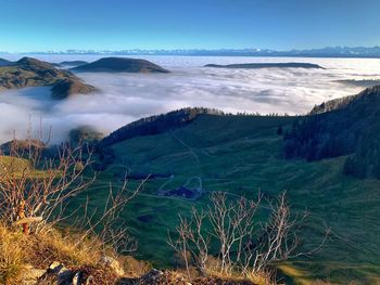 Distant views of the alps from passwang / wasserfällen