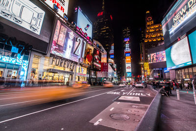 View of city street at night