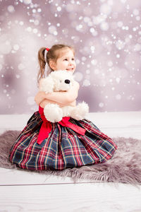 Portrait of cute girl in snow