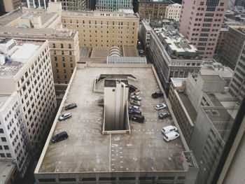 High angle view of traffic on road in city