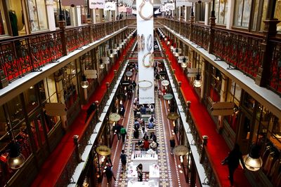 High angle view of people at shopping mall