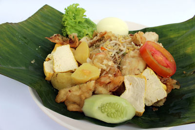 High angle view of fruit salad in plate