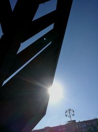 Low angle view of building against blue sky