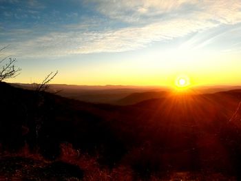 Scenic view of landscape against sky during sunset