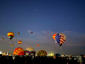 View of hot air balloons against sky