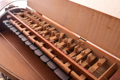 High angle view of piano keys