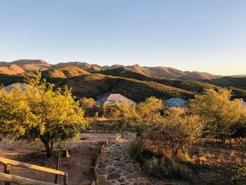 Scenic view of landscape against clear sky