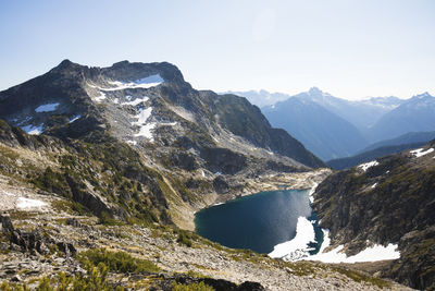 Mount lindeman and upper hanging lake, north cascade mountain range.