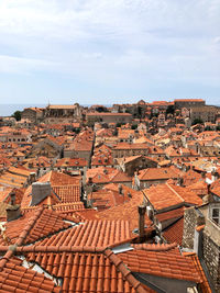 High angle view of townscape against sky