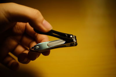 Close-up of person holding smart phone