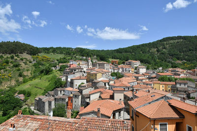 The landscape of sasso di castalda, a village of basilicata region, italy.