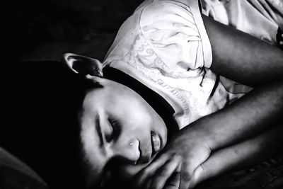 Close-up portrait of a woman sleeping