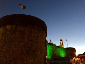 Low angle view of fort against clear sky