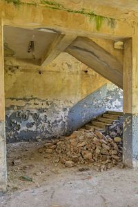 Damaged wall in old building