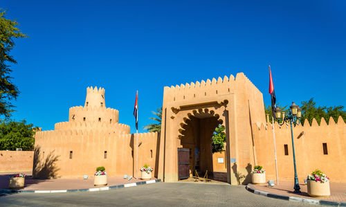 Exterior of building against clear blue sky