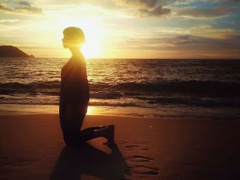 Scenic view of sea at sunset