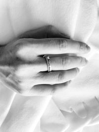 Cropped hand of woman wearing ring