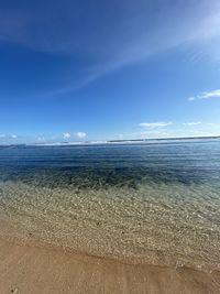 Scenic view of sea against blue sky