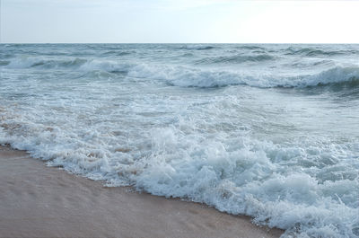 Beautiful ocean wave on sandy beach. tropical beach landscape of phu quoc island travel vietnam.