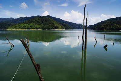 Scenic view of lake against sky