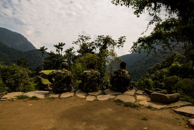 Scenic view of mountain against cloudy sky