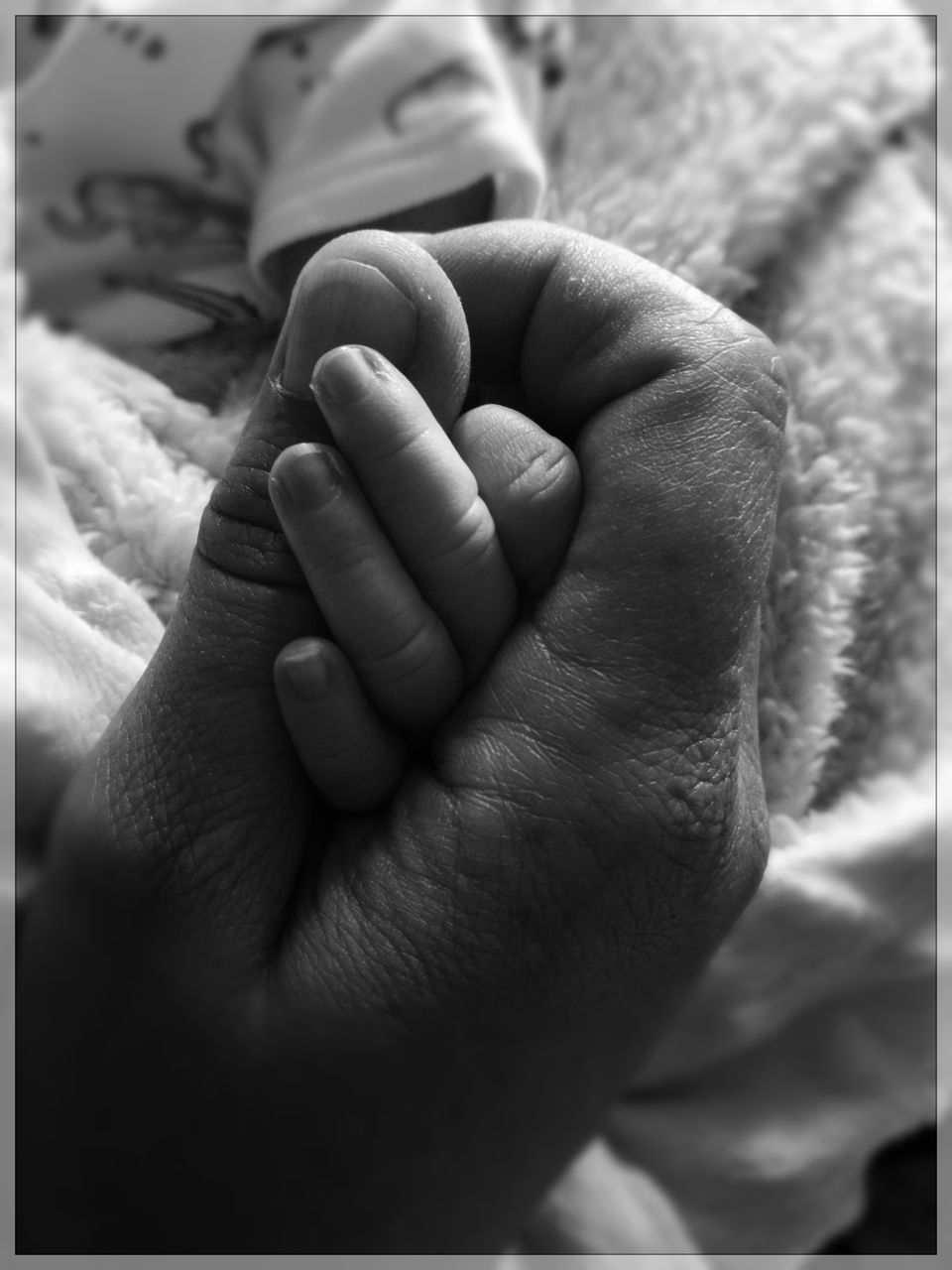 CLOSE-UP OF BABY HAND WITH HANDS