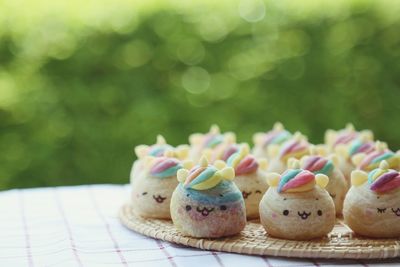 Close-up of cupcakes on table