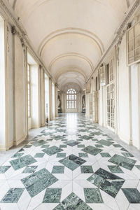 Venaria reale, italy  corridor with floor made of luxury marbles. 