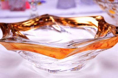 Close-up of ice cream in glass on table