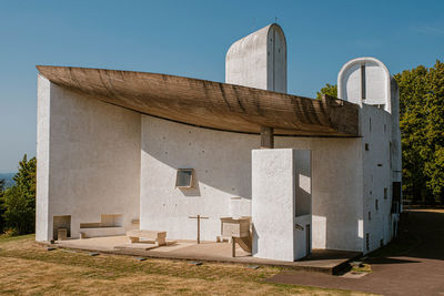 Exterior of old building against clear sky