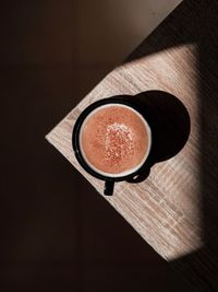 High angle view of coffee on table