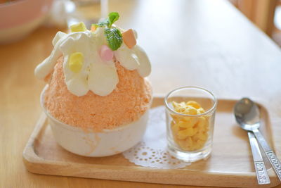 Close-up of cake on table