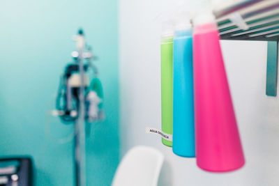 Close-up of colored pencils in bathroom