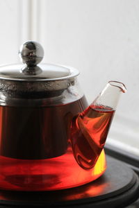 Close-up of tea cup on table